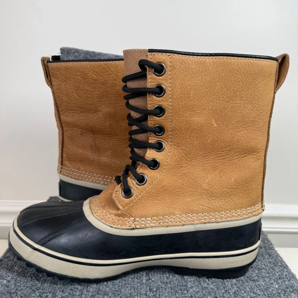 Sorel Caribou Duck Boots Mens US 8 Waterproof Leather Rubber Winter NM1561-281